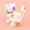 The 2025 new cute plush tongue-sticking electric polka dot cat children's simulation toy can walk, move and meow Specification image
